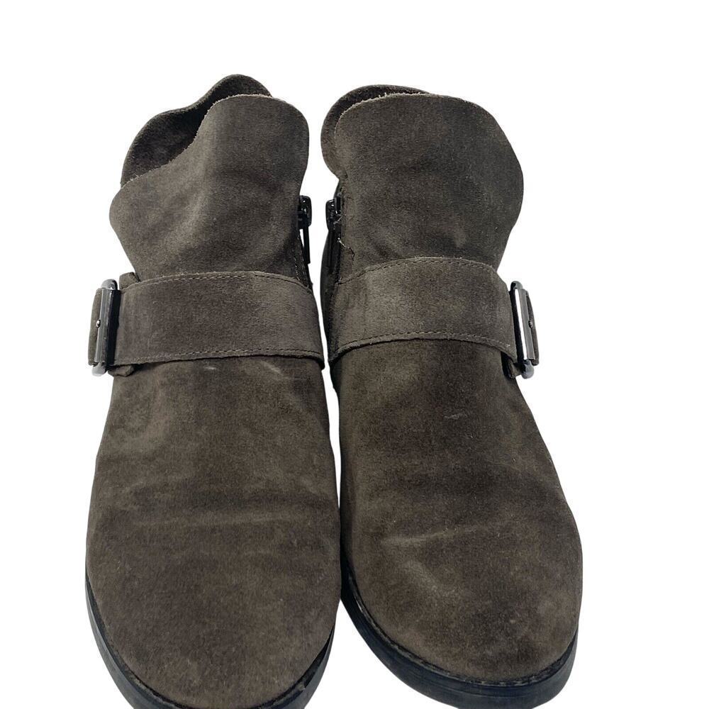 Franco Sarto Suede Buckle Ankle Booties Women’s Sz 8 Taupe Brown - Picture 2 of 6